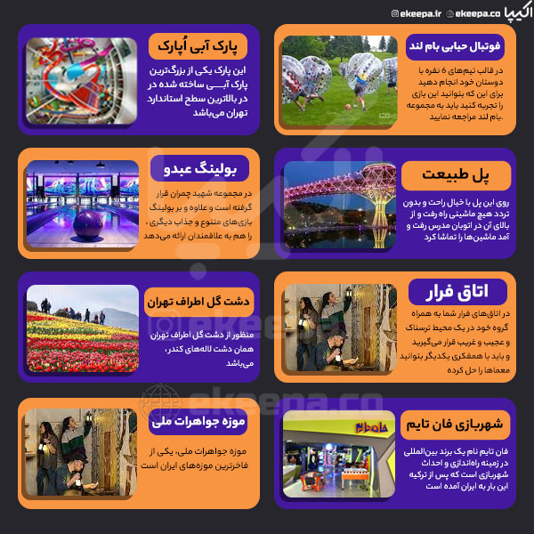 مکان‌های تفریحی تهران برای جوانان